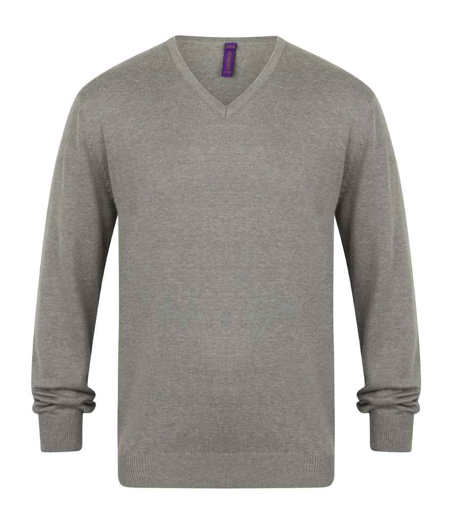 Henbury Lightweight Cotton Acrylic V Neck Sweater in Slate Grey Marl by Henbury — Custom branded clothing by Print Press, featuring premium embroidery produced in our specialist print lab in the UK.