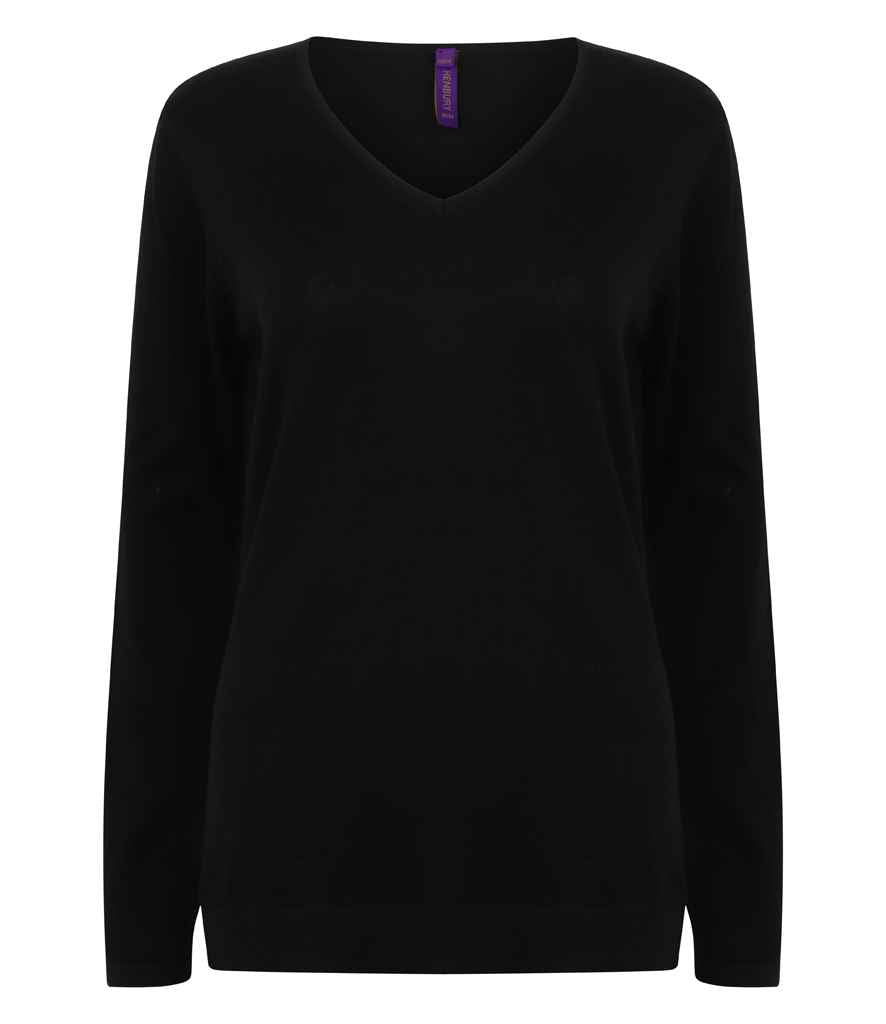 Henbury Ladies Lightweight Cotton Acrylic V Neck Sweater in by Henbury — Custom branded clothing by Print Press, featuring premium embroidery produced in our specialist print lab in the UK.