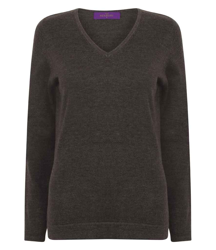 Henbury Ladies Lightweight Cotton Acrylic V Neck Sweater in by Henbury — Custom branded clothing by Print Press, featuring premium embroidery produced in our specialist print lab in the UK.