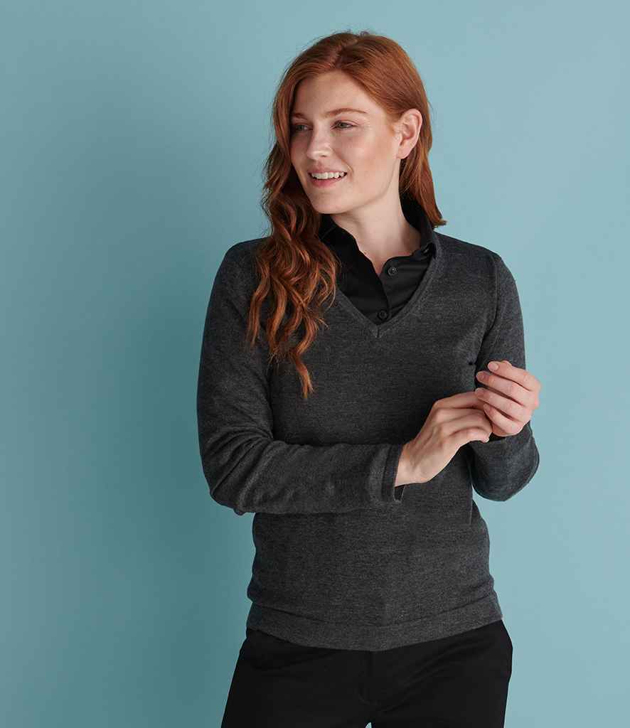 Henbury Ladies Lightweight Cotton Acrylic V Neck Sweater in by Henbury — Custom branded clothing by Print Press, featuring premium embroidery produced in our specialist print lab in the UK.