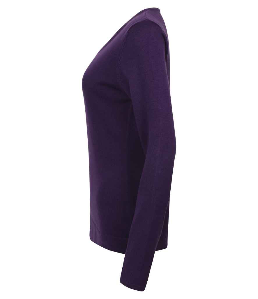 Henbury Ladies Lightweight Cotton Acrylic V Neck Sweater in by Henbury — Custom branded clothing by Print Press, featuring premium embroidery produced in our specialist print lab in the UK.