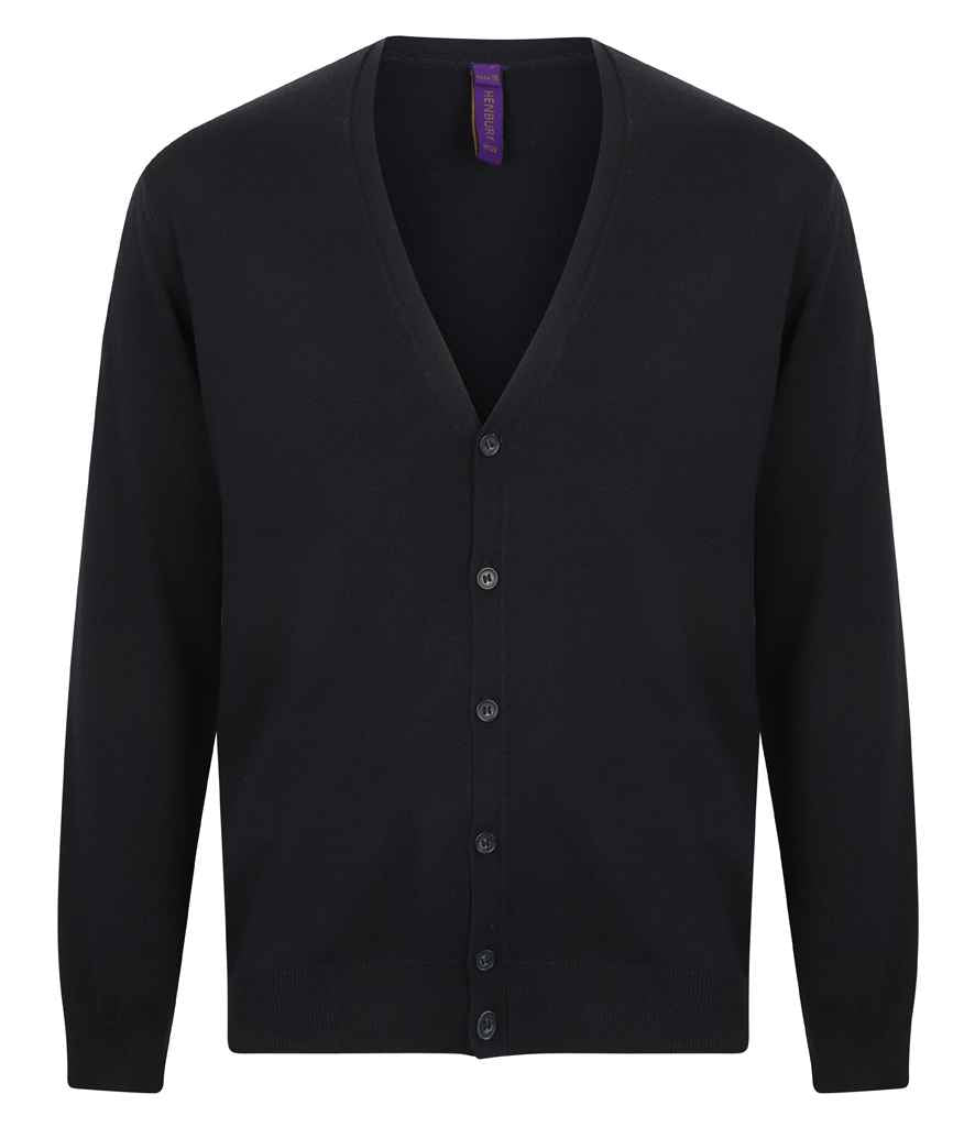 Henbury Lightweight Cotton Acrylic V Neck Cardigan in Navy by Henbury — Custom branded clothing by Print Press, featuring premium embroidery produced in our specialist print lab in the UK.