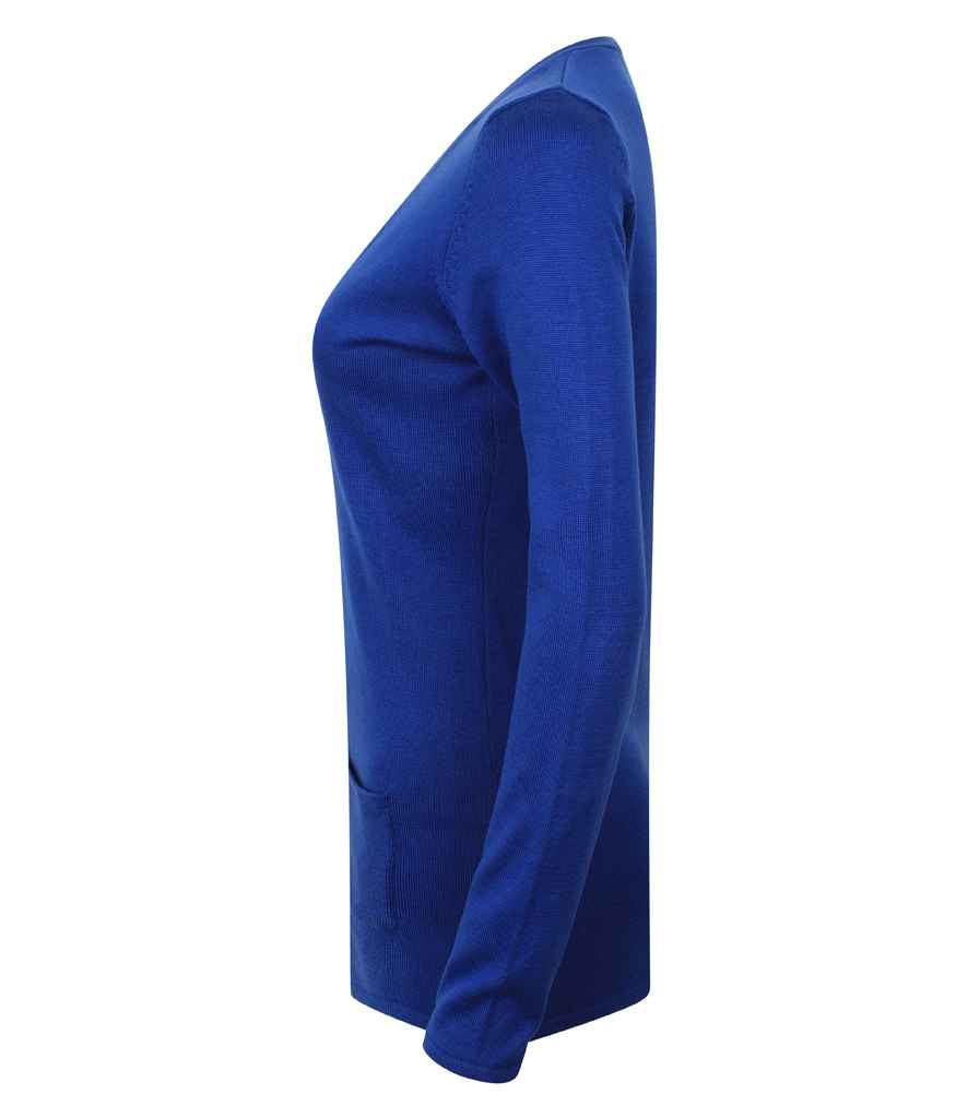 Henbury Ladies Cotton Acrylic V Neck Cardigan in by Henbury — Custom branded clothing by Print Press, featuring premium embroidery produced in our specialist print lab in the UK.