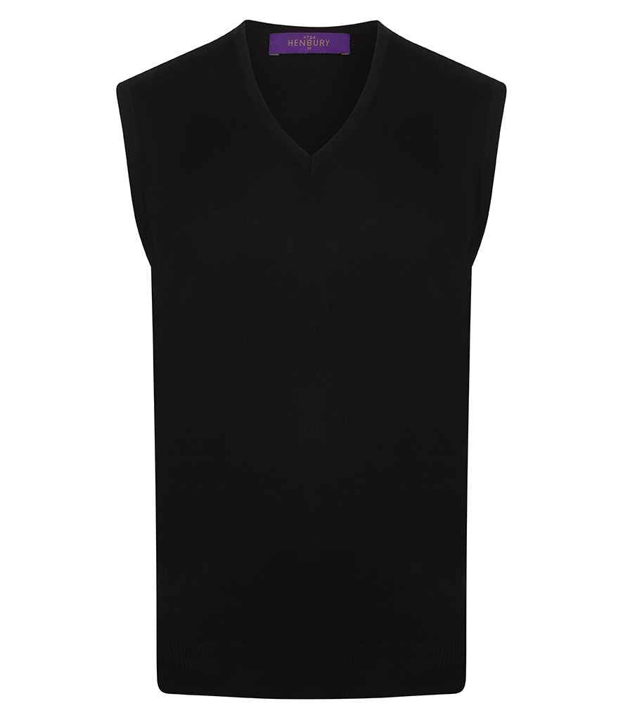 Henbury Lightweight Sleeveless Cotton Acrylic V Neck Sweater in Navy by Henbury — Custom branded clothing by Print Press, featuring premium embroidery produced in our specialist print lab in the UK.
