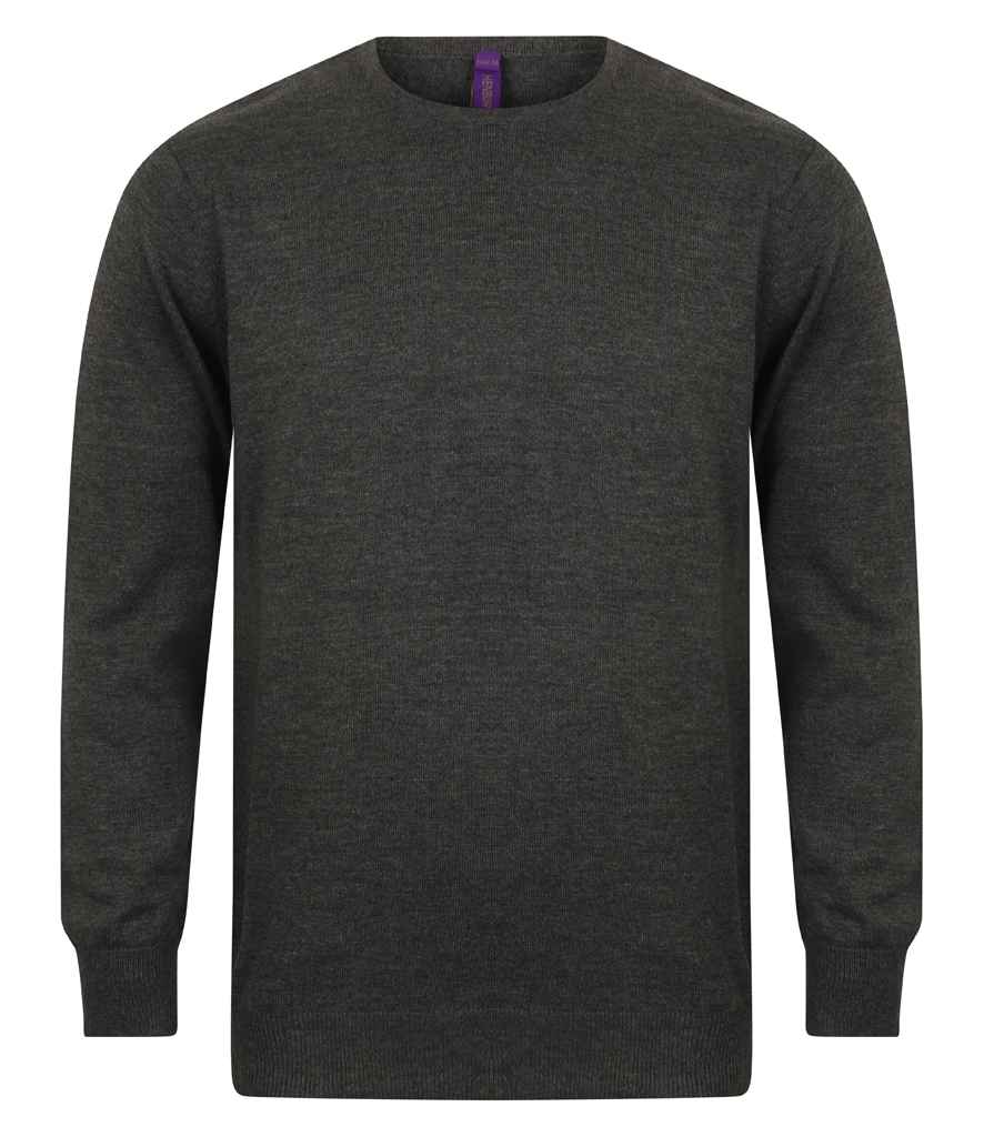 Henbury Lightweight Cotton Acrylic Crew Neck Sweater in Grey Marl by Henbury — Custom branded clothing by Print Press, featuring premium embroidery produced in our specialist print lab in the UK.
