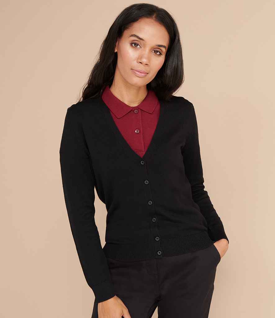 Henbury Ladies Lightweight V Neck Cardigan in Black by Henbury — Custom branded clothing by Print Press, featuring premium embroidery produced in our specialist print lab in the UK.