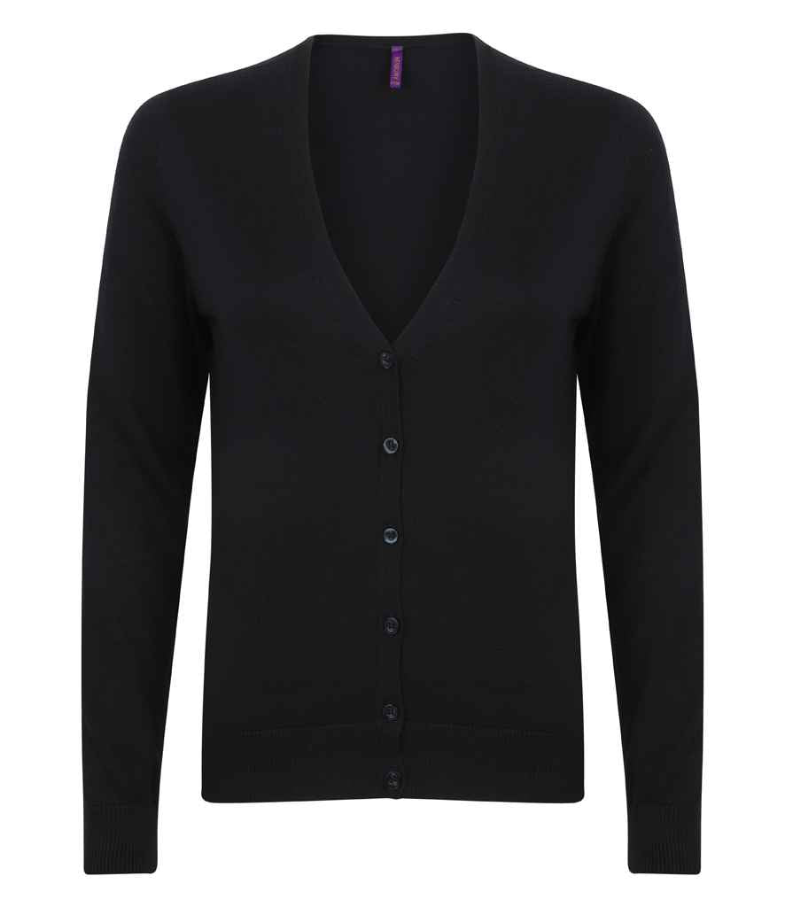 Henbury Ladies Lightweight V Neck Cardigan in Navy by Henbury — Custom branded clothing by Print Press, featuring premium embroidery produced in our specialist print lab in the UK.