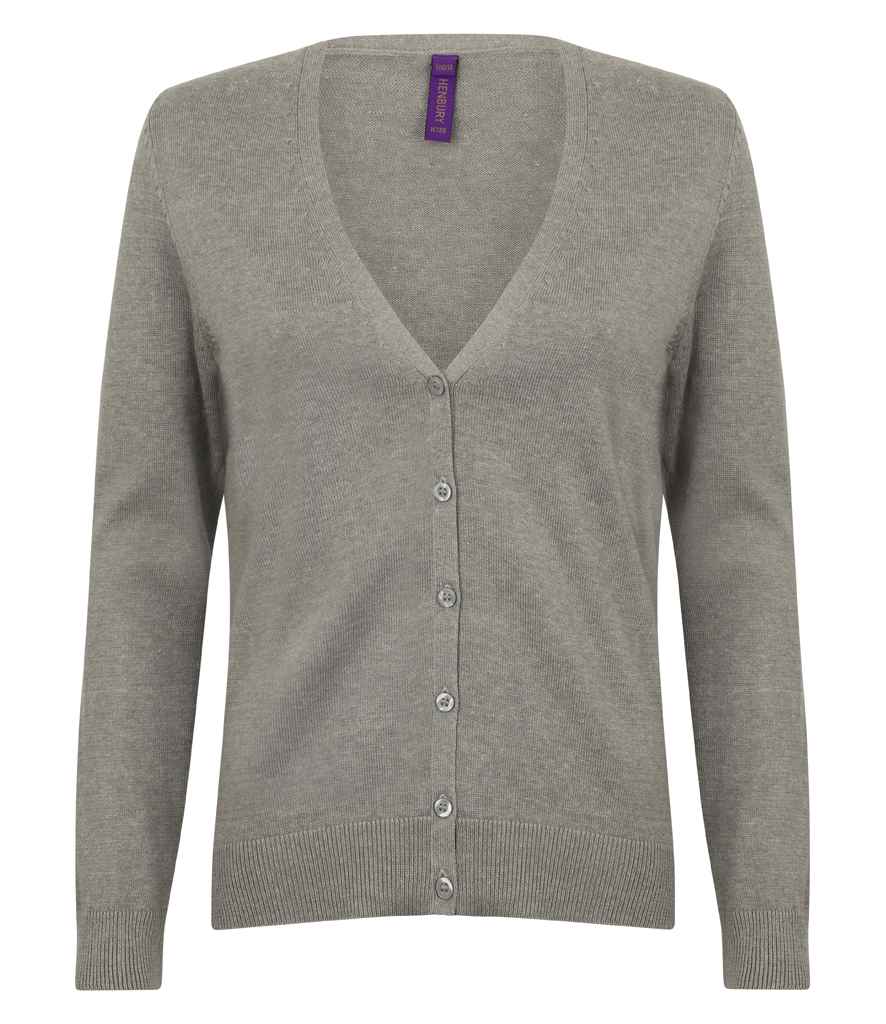 Henbury Ladies Lightweight V Neck Cardigan in Slate Grey Marl by Henbury — Custom branded clothing by Print Press, featuring premium embroidery produced in our specialist print lab in the UK.