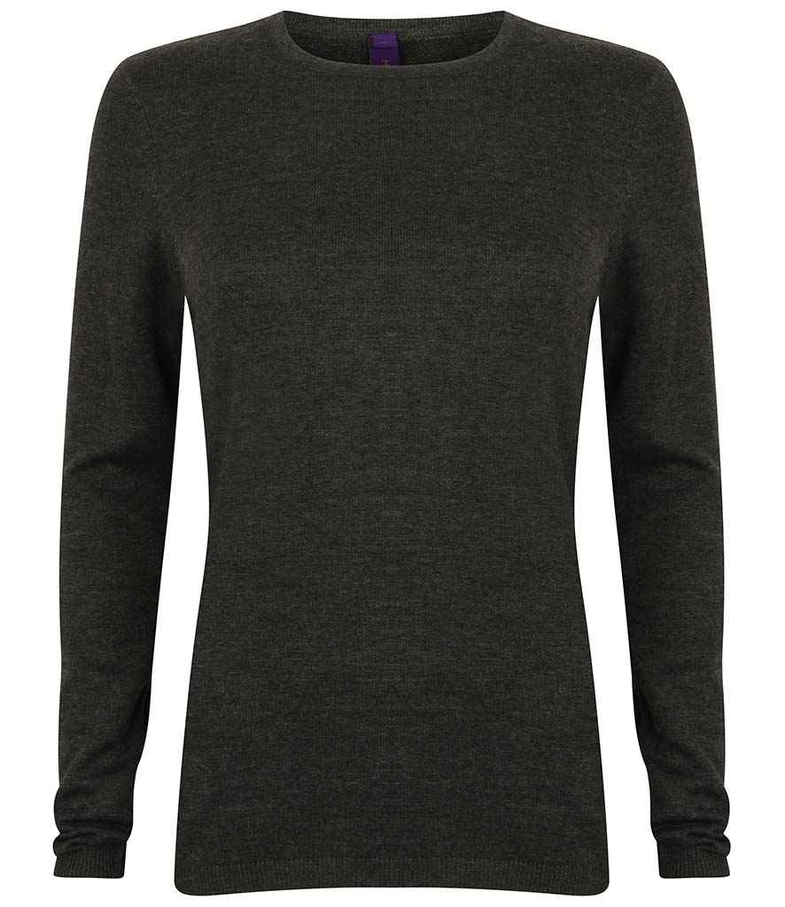 Henbury Ladies Crew Neck Sweater in Grey Marl by Henbury — Custom branded clothing by Print Press, featuring premium embroidery produced in our specialist print lab in the UK.