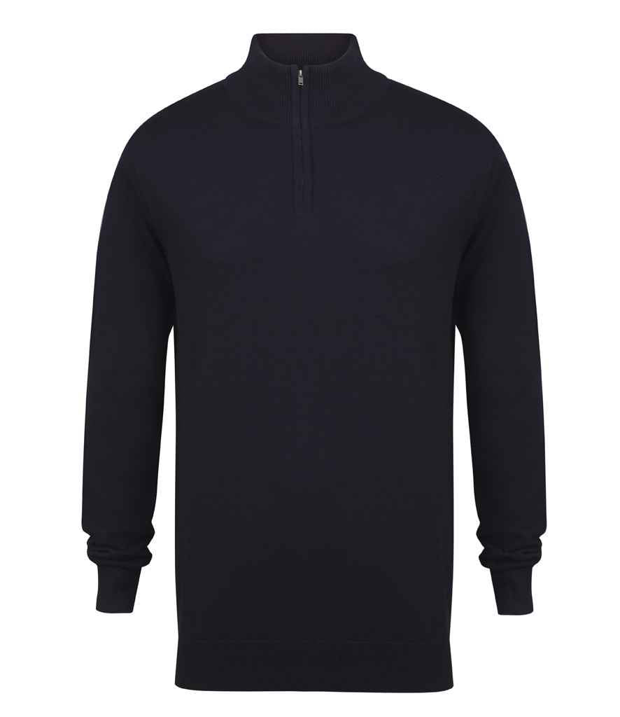 Henbury Zip Neck Sweater in by Henbury — Custom branded clothing by Print Press, featuring premium embroidery produced in our specialist print lab in the UK.