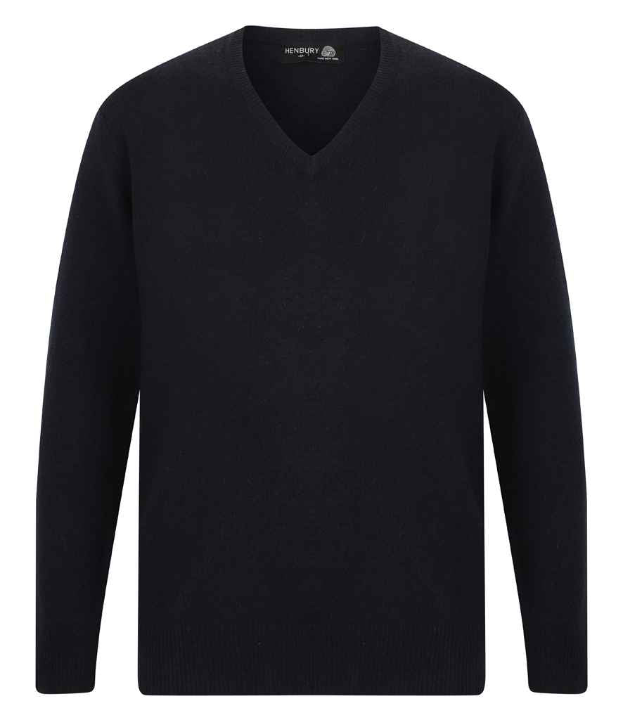 Henbury Lambswool V Neck Sweater in by Henbury — Custom branded clothing by Print Press, featuring premium embroidery produced in our specialist print lab in the UK.