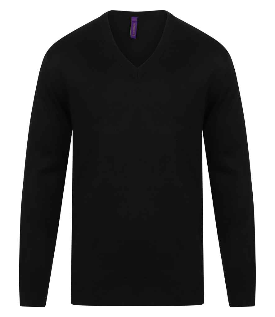 Henbury Acrylic V Neck Sweater in Black by Henbury — Custom branded clothing by Print Press, featuring premium embroidery produced in our specialist print lab in the UK.