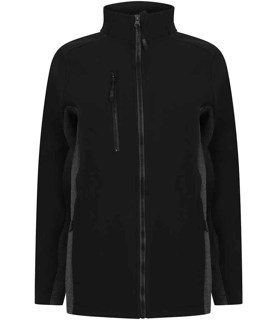 Henbury Unisex Contrast Soft Shell Jacket in by Henbury — Custom branded clothing by Print Press, featuring premium embroidery produced in our specialist print lab in the UK.
