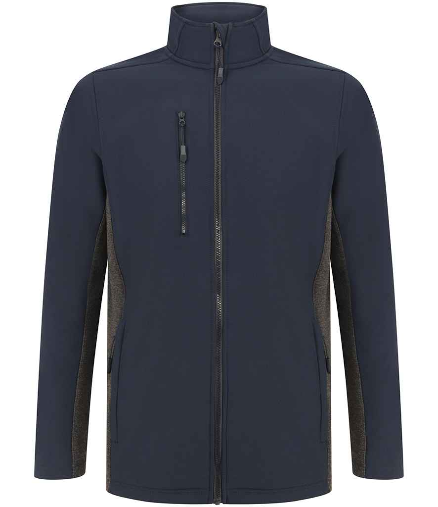 Henbury Unisex Contrast Soft Shell Jacket in Navy Charcoal by Henbury — Custom branded clothing by Print Press, featuring premium embroidery produced in our specialist print lab in the UK.