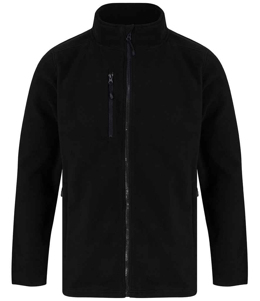 Henbury Recycled Polyester Micro Fleece Jacket in Black by Henbury — Custom branded clothing by Print Press, featuring premium embroidery produced in our specialist print lab in the UK.