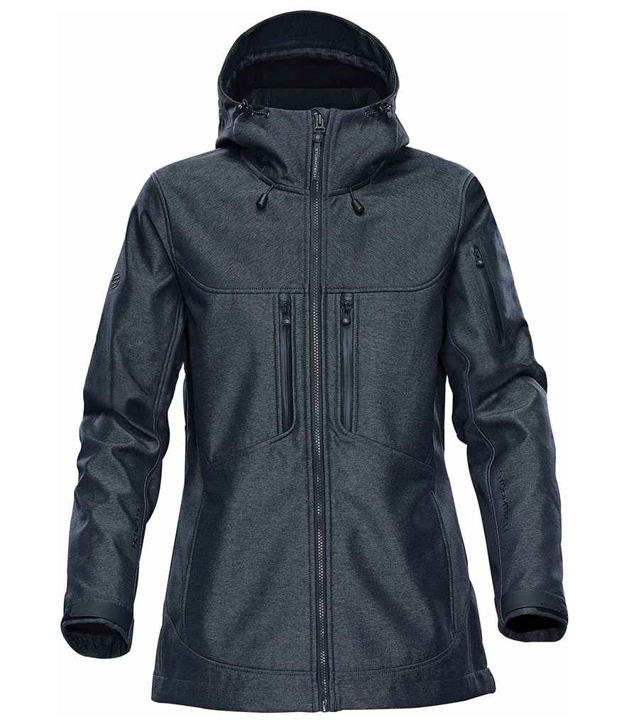Stormtech Ladies Epsilon 2 Hooded Soft Shell Jacket in by Stormtech — Custom branded clothing by Print Press, featuring premium embroidery produced in our specialist print lab in the UK.