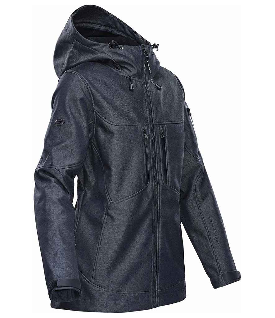 Stormtech Ladies Epsilon 2 Hooded Soft Shell Jacket in by Stormtech — Custom branded clothing by Print Press, featuring premium embroidery produced in our specialist print lab in the UK.
