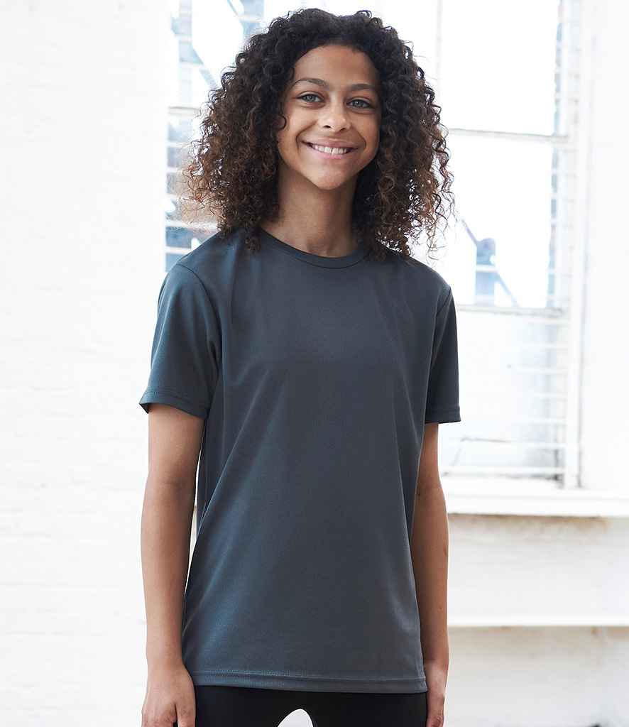 AWDis Kids Cool T-Shirt in Charcoal by Just Cool — Custom branded clothing by Print Press, featuring premium embroidery produced in our specialist print lab in the UK.