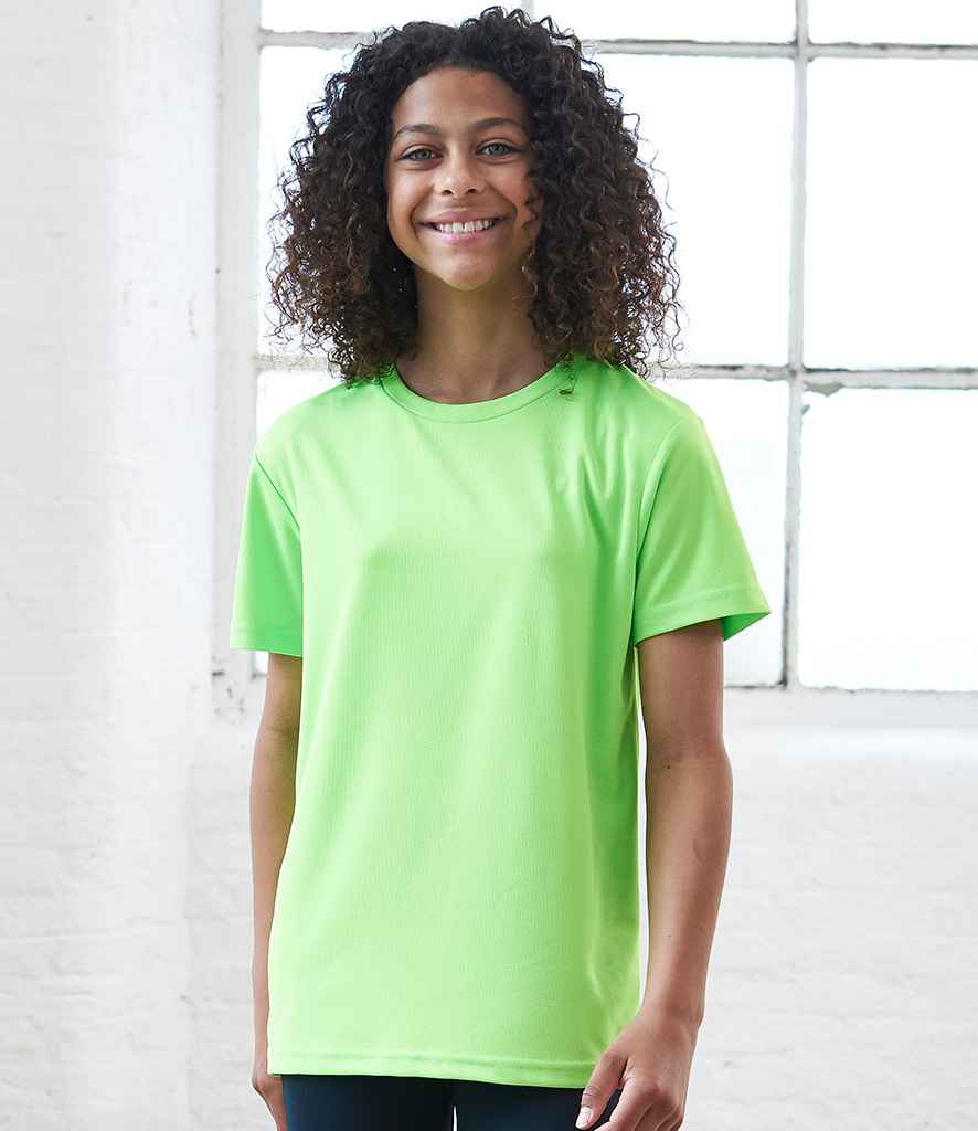 AWDis Kids Cool T-Shirt in Electric Green by Just Cool — Custom branded clothing by Print Press, featuring premium embroidery produced in our specialist print lab in the UK.