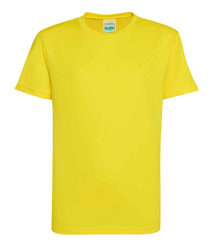 AWDis Kids Cool T-Shirt in Sun Yellow by Just Cool — Custom branded clothing by Print Press, featuring premium embroidery produced in our specialist print lab in the UK.
