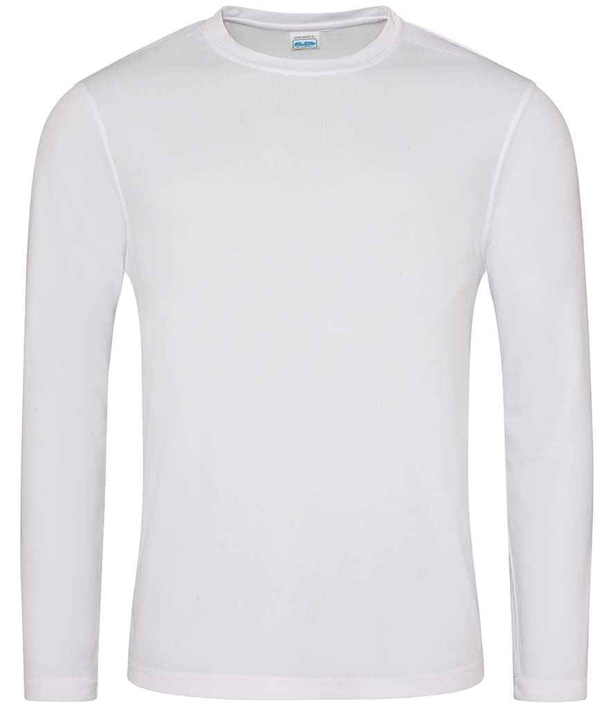 AWDis Cool Long Sleeve Wicking T-Shirt in Arctic White by Just Cool — Custom branded clothing by Print Press, featuring premium embroidery produced in our specialist print lab in the UK.
