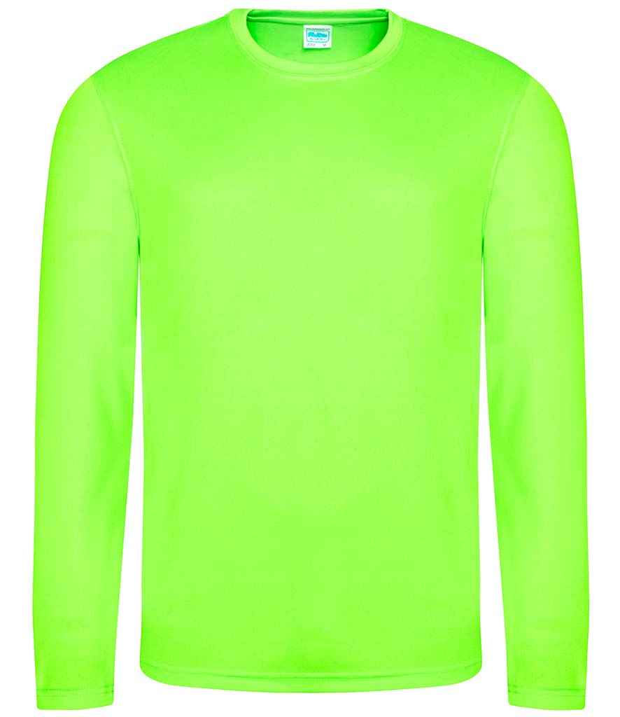 AWDis Cool Long Sleeve Wicking T-Shirt in Electric Green by Just Cool — Custom branded clothing by Print Press, featuring premium embroidery produced in our specialist print lab in the UK.