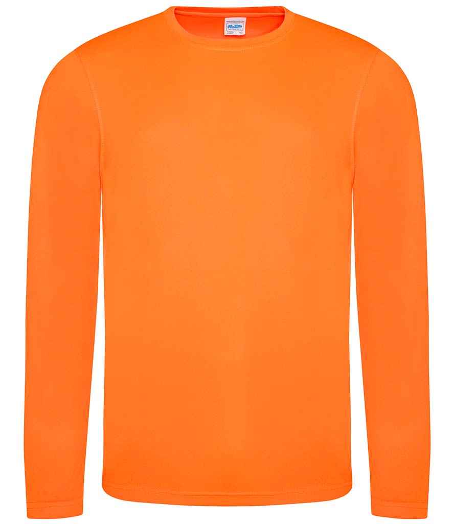 AWDis Cool Long Sleeve Wicking T-Shirt in Electric Orange by Just Cool — Custom branded clothing by Print Press, featuring premium embroidery produced in our specialist print lab in the UK.