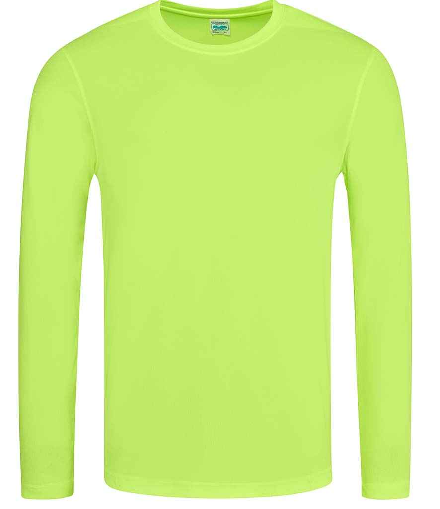 AWDis Cool Long Sleeve Wicking T-Shirt in Electric Yellow by Just Cool — Custom branded clothing by Print Press, featuring premium embroidery produced in our specialist print lab in the UK.