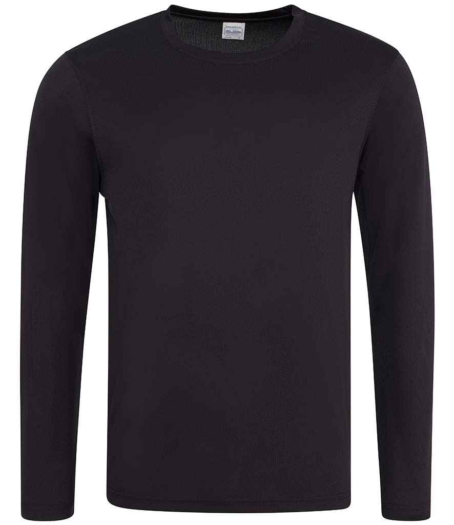 AWDis Cool Long Sleeve Wicking T-Shirt in Jet Black by Just Cool — Custom branded clothing by Print Press, featuring premium embroidery produced in our specialist print lab in the UK.