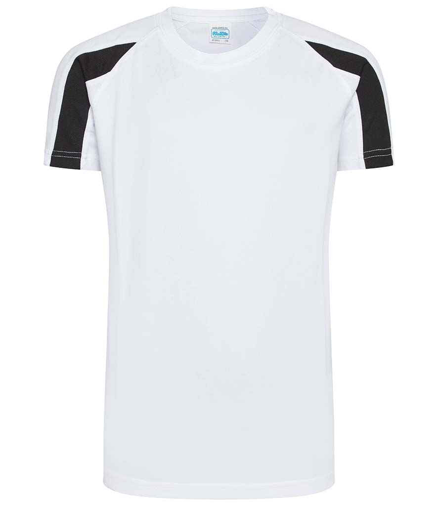 AWDis Kids Cool Contrast T-Shirt in Arctic White Jet Black by Just Cool — Custom branded clothing by Print Press, featuring premium embroidery produced in our specialist print lab in the UK.