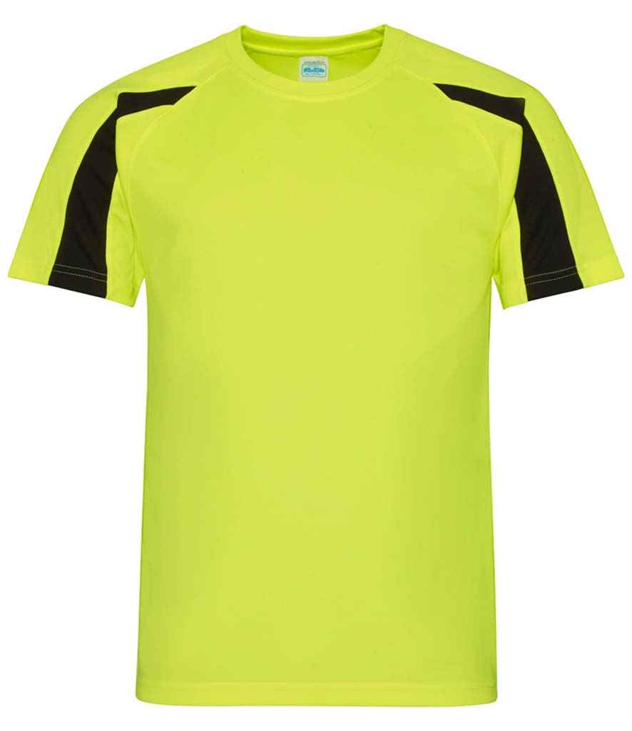 AWDis Cool Contrast Wicking T-Shirt in Electric Yellow Jet Black by Just Cool — Custom branded clothing by Print Press, featuring premium embroidery produced in our specialist print lab in the UK.