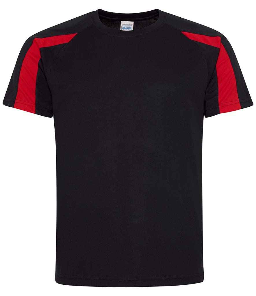 AWDis Cool Contrast Wicking T-Shirt in Jet Black Fire Red by Just Cool — Custom branded clothing by Print Press, featuring premium embroidery produced in our specialist print lab in the UK.