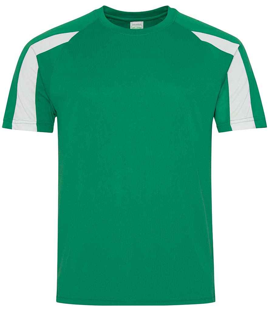 AWDis Cool Contrast Wicking T-Shirt in Kelly Green Arctic White by Just Cool — Custom branded clothing by Print Press, featuring premium embroidery produced in our specialist print lab in the UK.