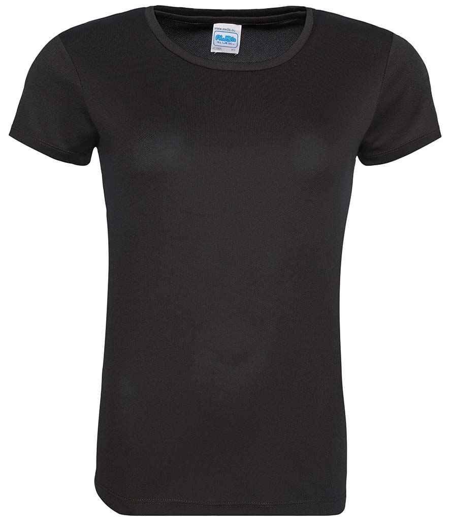 AWDis Ladies Cool T-Shirt in Jet Black by Just Cool — Custom branded clothing by Print Press, featuring premium embroidery produced in our specialist print lab in the UK.