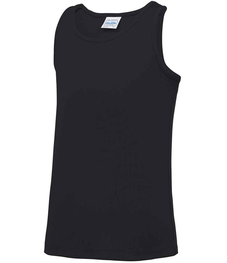 AWDis Kids Cool Vest in Jet Black by Just Cool — Custom branded clothing by Print Press, featuring premium embroidery produced in our specialist print lab in the UK.