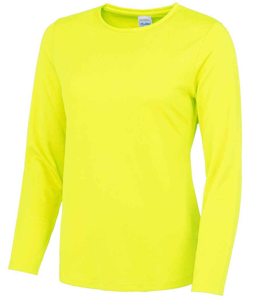AWDis Ladies Cool Long Sleeve T-Shirt in Electric Yellow by Just Cool — Custom branded clothing by Print Press, featuring premium embroidery produced in our specialist print lab in the UK.