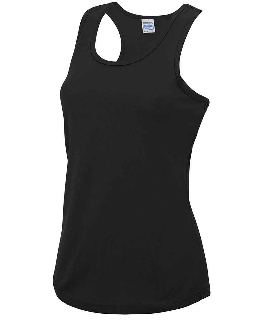 AWDis Ladies Cool Vest in Jet Black by Just Cool — Custom branded clothing by Print Press, featuring premium embroidery produced in our specialist print lab in the UK.