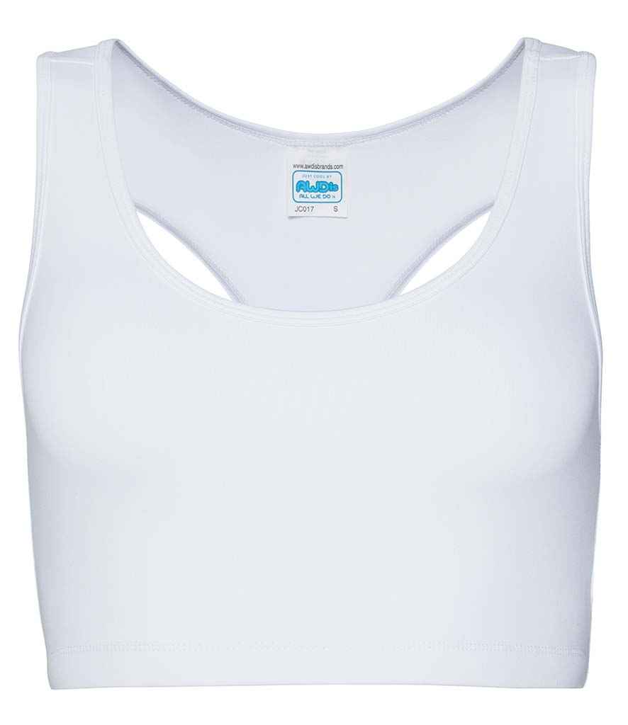 AWDis Ladies Cool Sports Crop Top in Arctic White by Just Cool — Custom branded clothing by Print Press, featuring premium embroidery produced in our specialist print lab in the UK.