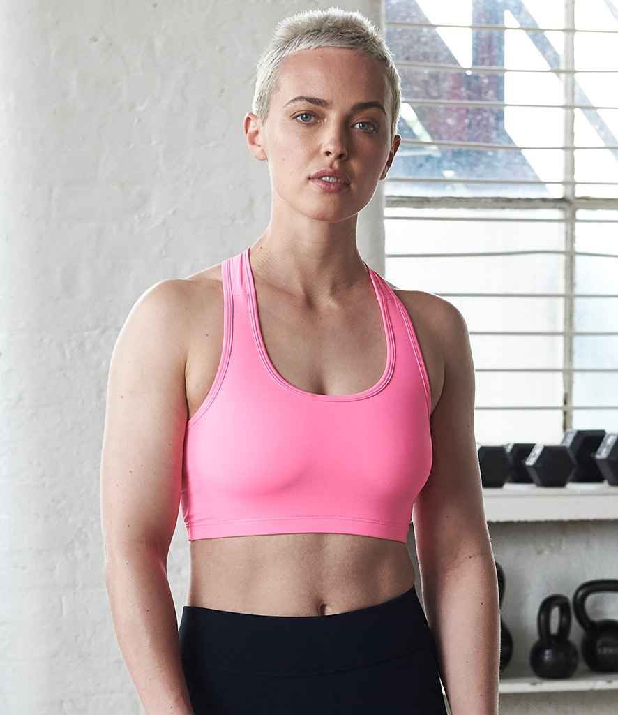 AWDis Ladies Cool Sports Crop Top in Electric Pink by Just Cool — Custom branded clothing by Print Press, featuring premium embroidery produced in our specialist print lab in the UK.