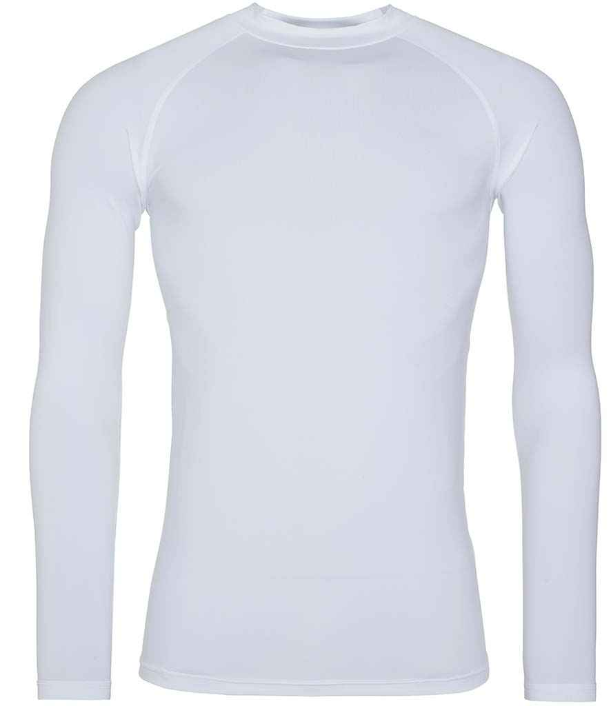 AWDis Cool Long Sleeve Base Layer in Arctic White by Just Cool — Custom branded clothing by Print Press, featuring premium embroidery produced in our specialist print lab in the UK.