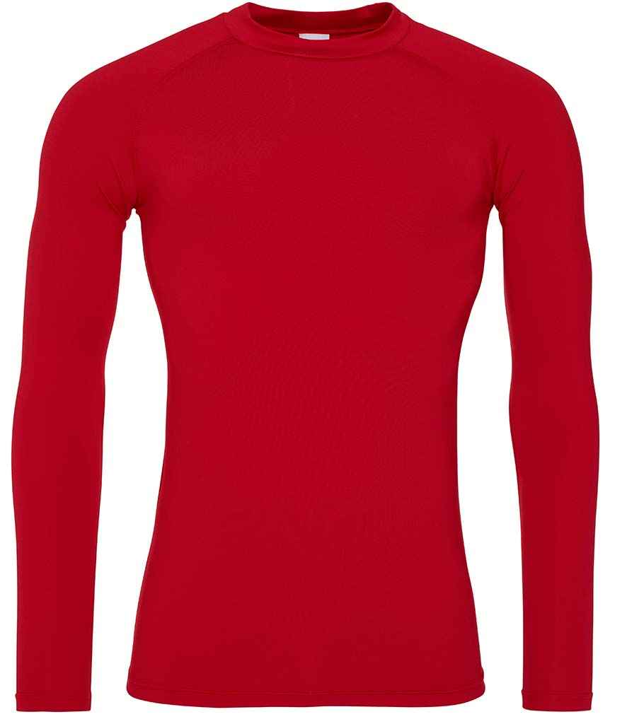 AWDis Cool Long Sleeve Base Layer in Fire Red by Just Cool — Custom branded clothing by Print Press, featuring premium embroidery produced in our specialist print lab in the UK.