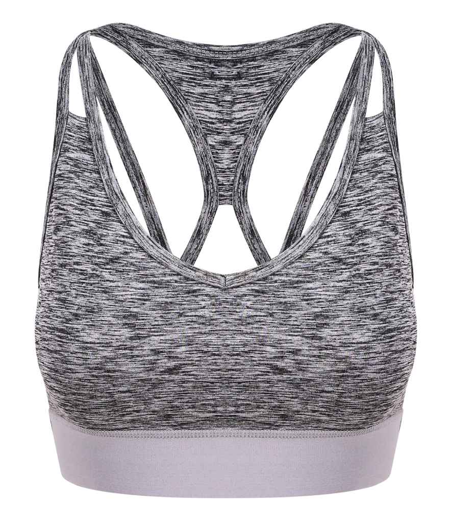 AWDis Ladies Cool Cross Back Crop Top in Grey Melange by Just Cool — Custom branded clothing by Print Press, featuring premium embroidery produced in our specialist print lab in the UK.