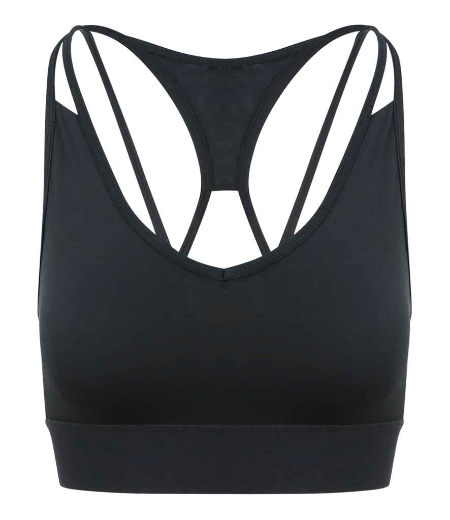 AWDis Ladies Cool Cross Back Crop Top in Jet Black by Just Cool — Custom branded clothing by Print Press, featuring premium embroidery produced in our specialist print lab in the UK.