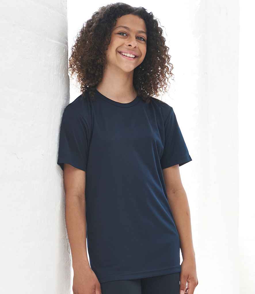 AWDis Kids Cool Smooth T-Shirt in French Navy by Just Cool — Custom branded clothing by Print Press, featuring premium embroidery produced in our specialist print lab in the UK.