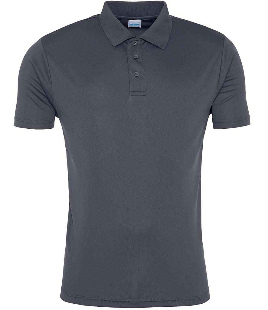 AWDis Cool Smooth Polo Shirt in Charcoal by Just Cool — Custom branded clothing by Print Press, featuring premium embroidery produced in our specialist print lab in the UK.