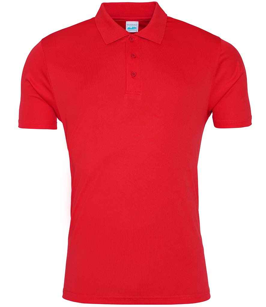 AWDis Cool Smooth Polo Shirt in Fire Red by Just Cool — Custom branded clothing by Print Press, featuring premium embroidery produced in our specialist print lab in the UK.