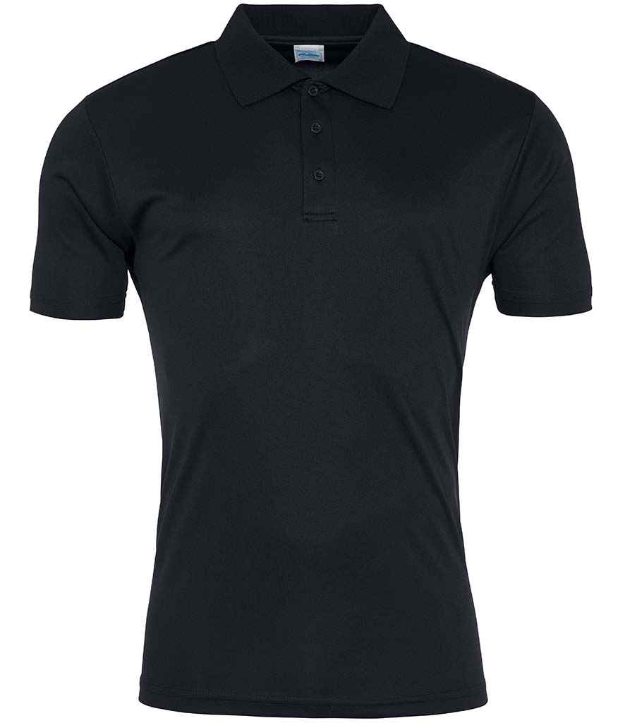 AWDis Cool Smooth Polo Shirt in Jet Black by Just Cool — Custom branded clothing by Print Press, featuring premium embroidery produced in our specialist print lab in the UK.