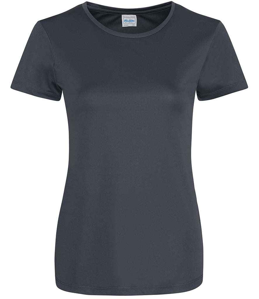 AWDis Ladies Cool Smooth T-Shirt in Charcoal by Just Cool — Custom branded clothing by Print Press, featuring premium embroidery produced in our specialist print lab in the UK.