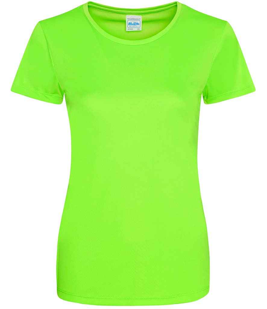 AWDis Ladies Cool Smooth T-Shirt in Electric Green by Just Cool — Custom branded clothing by Print Press, featuring premium embroidery produced in our specialist print lab in the UK.