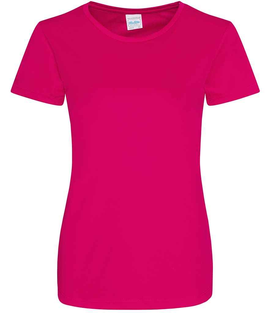 AWDis Ladies Cool Smooth T-Shirt in Hot Pink by Just Cool — Custom branded clothing by Print Press, featuring premium embroidery produced in our specialist print lab in the UK.